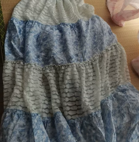 特别仙的一条裙子 蓝白蛋糕裙 蛋糕裙 拖地...