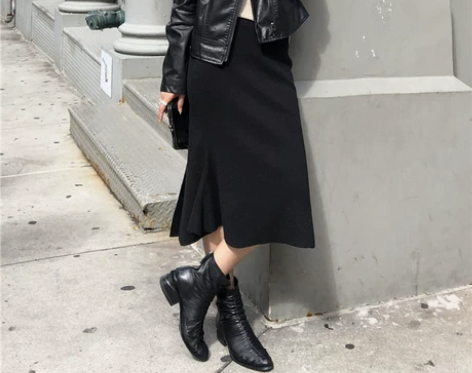 360°随意穿!秋冬百搭显瘦鱼尾裙开叉针织...