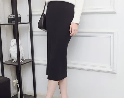 秋冬中长款针织半身裙铅笔裙开叉包臀裙一步裙...