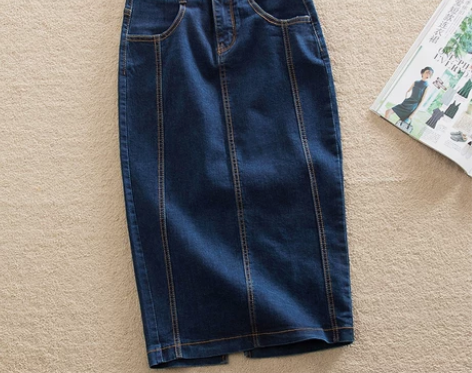 加肥加大码牛仔铅笔裙半身裙女春夏新款中长…...