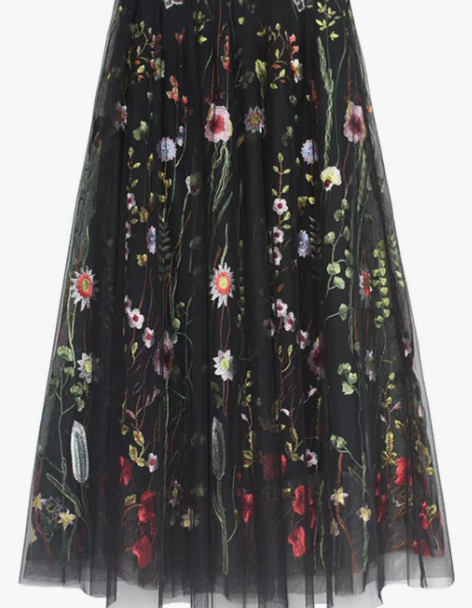 2020春季网纱绣花中长款大摆半身裙纱裙女