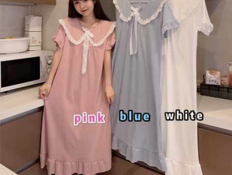 全新 可爱日系甜美娃娃领公主风睡裙女夏季2...