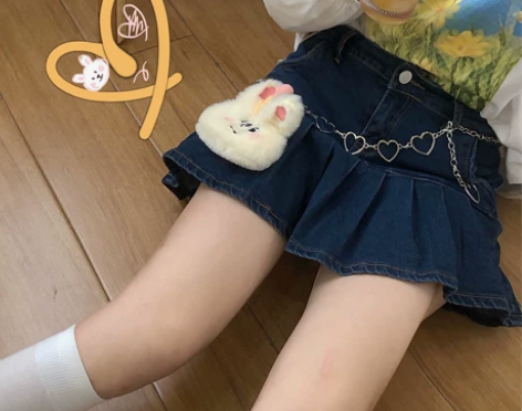 出女夏高腰荷叶边半身裙女鱼尾a字辣妹牛仔短...