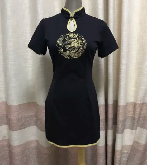 二次元旗袍 面料微弹 网店三扣三 sank...