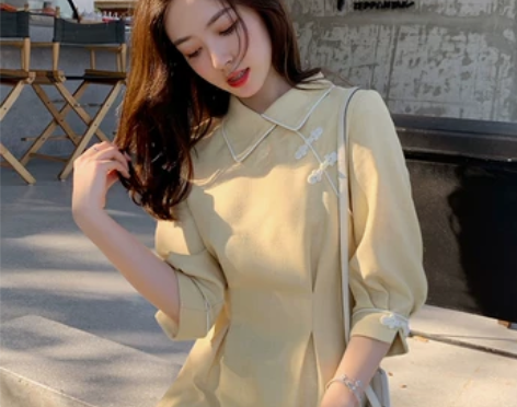 夏诗文定制 温婉气质民国风收腰连衣裙女春季...