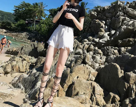 牛仔短裤女高腰热裤显瘦显高黑色白色夏季薄款...