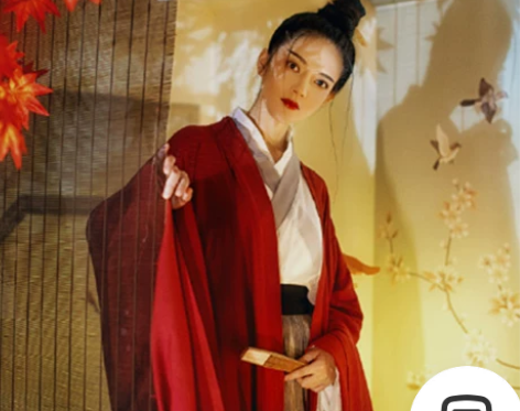 侠客汉服女古风红颜传统魏晋风红色齐腰襦裙广...