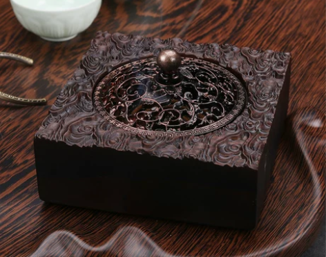 黑檀实木家用室内檀香炉茶道配件香炉盘香沉香...