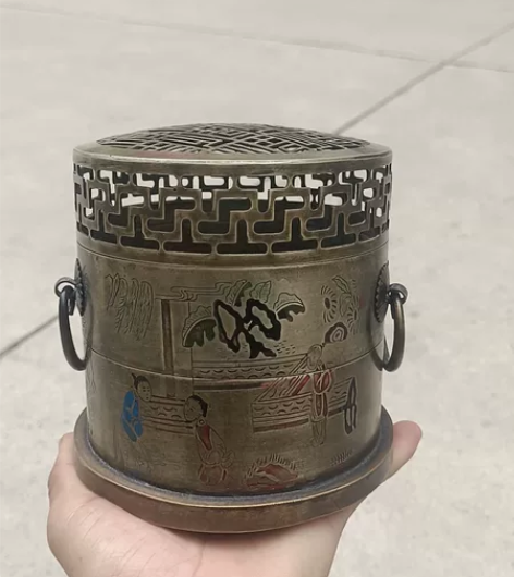 老白铜汇彩香薰炉，尺寸如图 感兴趣的话点“...