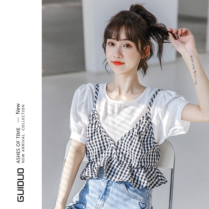 瑰朵 蕾丝雪纺衫