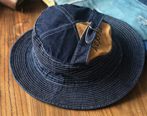 日系复古古着风帽子平田和宏老人与海水洗牛仔...