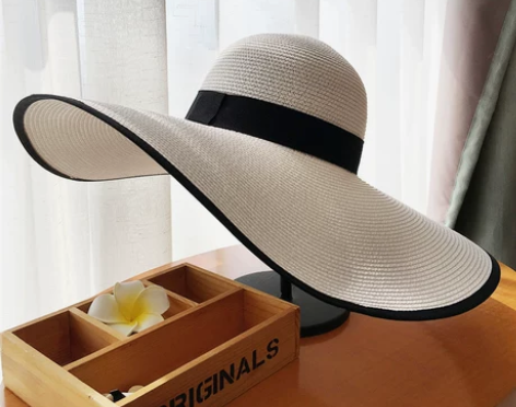 大沿太阳沙滩草帽子女夏季海边大帽檐防晒遮阳...