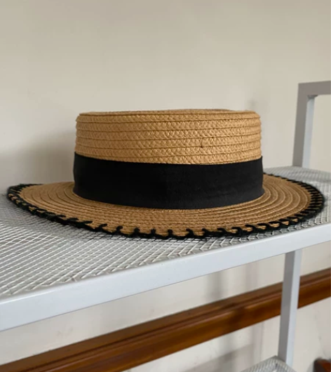 法式黑咖复古优雅遮阳防晒出游草帽 感兴趣的...