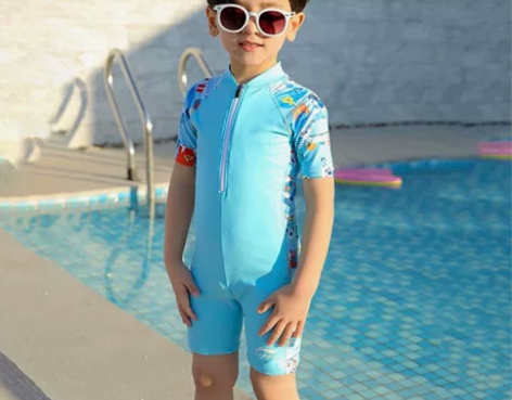 李宁儿童游泳衣男童夏连体男孩2022新款中...