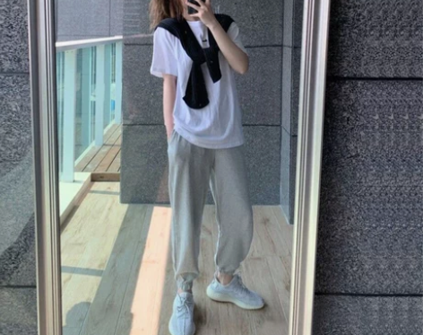 加绒运动裤女秋冬季宽松束脚裤子加厚小个子2...