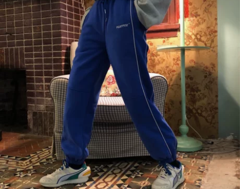 FFEE加绒卫裤女冬休闲裤宽松加厚裤子bf...