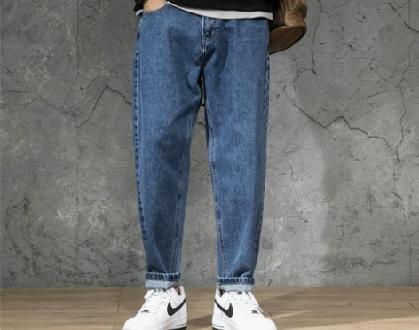 冬季潮牌男士牛仔裤男宽松大码小脚哈伦裤in...