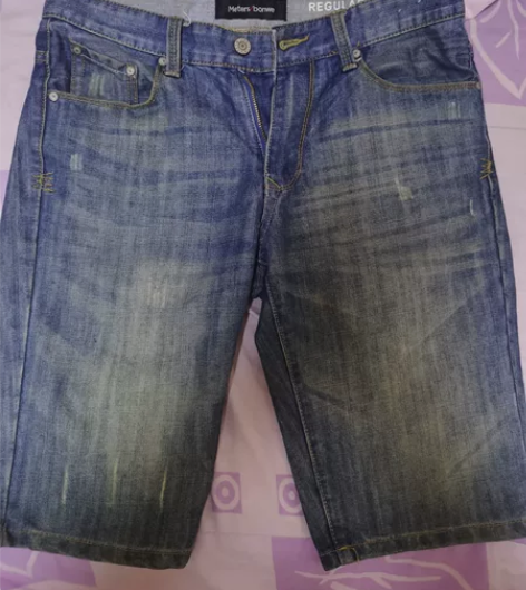 美特斯邦威牛仔短裤五分深蓝男 适合170到...