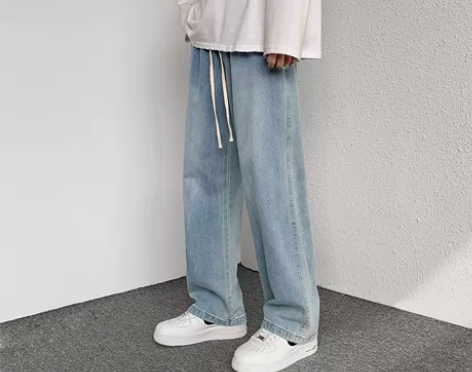 直筒宽松加绒牛仔裤男秋冬款潮牌ins百搭休...