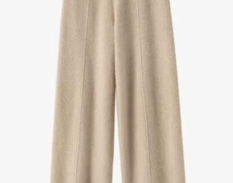 阔腿裤 阔腿裤长裤秋冬女高腰羊绒针织垂感宽...