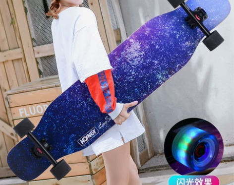 弘鹰长板滑板初学者成人青少年刷街韩国男女生...