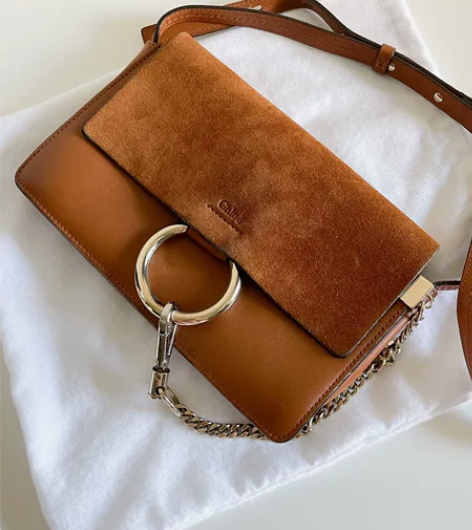 chloe 蔻依 faye小号焦糖色单肩斜...