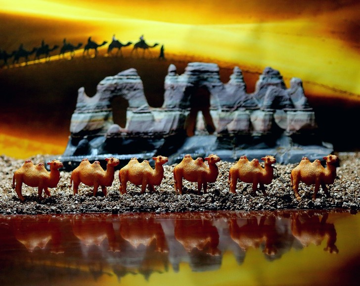 迷你骆驼微景观场景模型沙漠造景居家沙盘游戏...