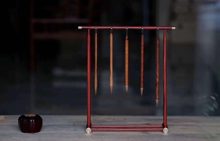 印度小叶紫檀笔架毛笔架书房用品案头摆件高端...