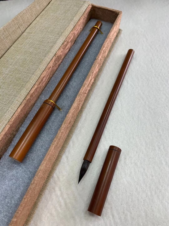 顶尖纯黑紫毫非遗毛笔，本店最好的小楷笔没有...