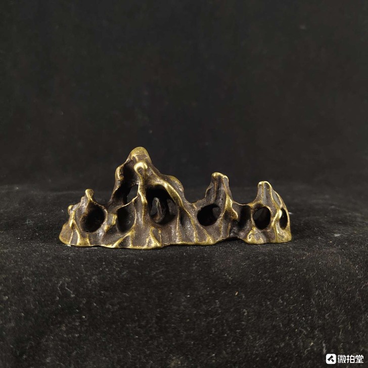 纯铜山形笔架笔山笔搁铜镇纸 描述 数据：宽...