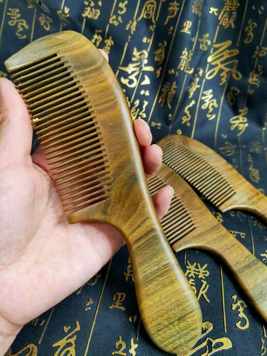 绿檀木梳子 加长款20厘米 防静电按摩梳整...