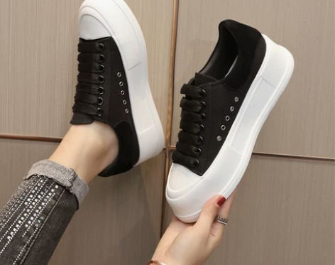 313233小码厚底增高帆布鞋女真皮透气休...