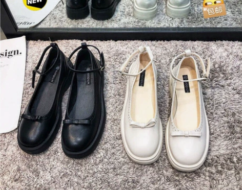 实体店清仓 小皮鞋女学生学院风蝴蝶结玛丽珍...