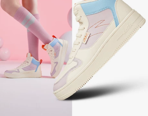 安踏女鞋高帮板鞋官网高帮秋冬季白色休闲运动...