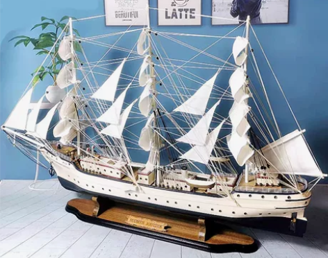 欧式船一帆风顺帆船模型摆件木船创意工艺品客...