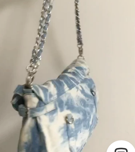 全新牛仔布蓝色扎染单肩包，链条包，两用，也...