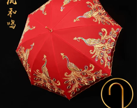【55价】红伞结婚新娘伞红色出嫁雨伞中式古...