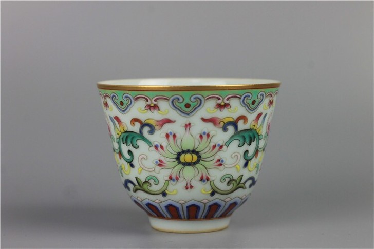 忘言造物 擬古粉彩福寿康宁主任杯