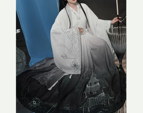 御篇墨莲亭正品原创汉服女晋制大袖衫齐腰襦裙...