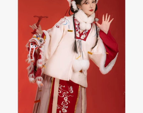 耀春正品原创凌霜雪拜年汉服女明制交领袄裙冬...