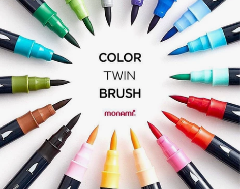 全新韩国Monami慕娜美双头彩色毛笔 B...
