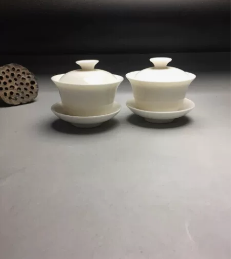 小容量70ml盖碗 八十年代白瓷盖碗 德化...