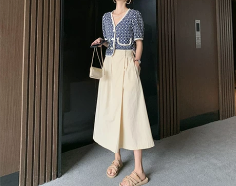 杏色不规则A字裙2020夏季新款女中长款高...