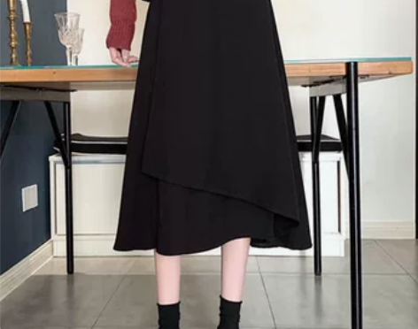 大码不规则半身裙宽松a字大摆裙适合胯大腿粗...