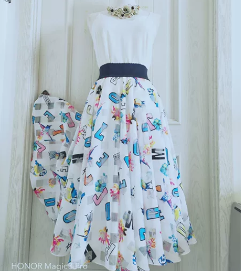 720度双层半身裙中长款大摆裙欧根纱提花格...