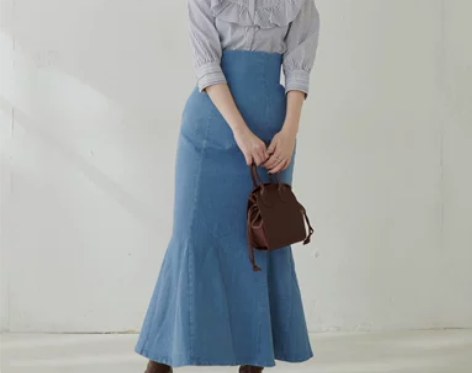 日单 秋冬女 高腰修身 日系复古弹力牛仔半...