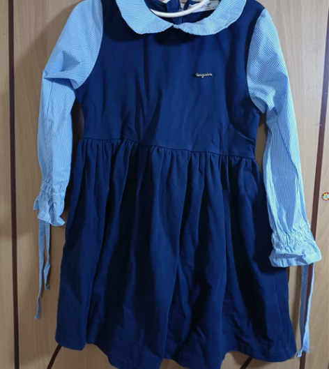 100码CONCON女童连衣裙裙子假两件学...