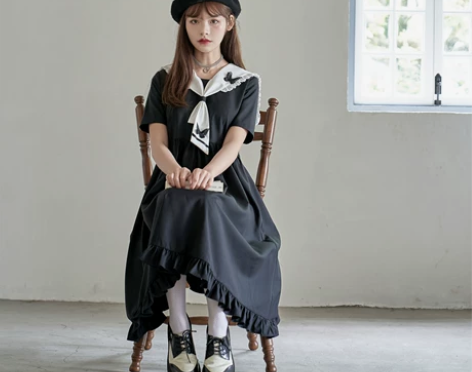 春之祭原创小众少女风日系连衣裙海军JK制服...