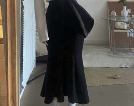 蕾丝线头包臀性感简约日常大方鱼尾牛仔微弹遮...