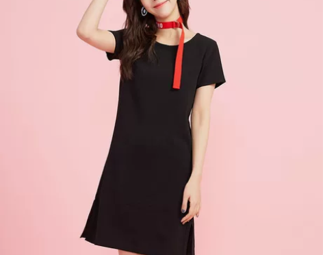 美特斯邦威连衣裙女士夏装女小清新拼接学院风...